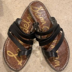 Sam Edelman Gari Leather Sandal Flats - Black